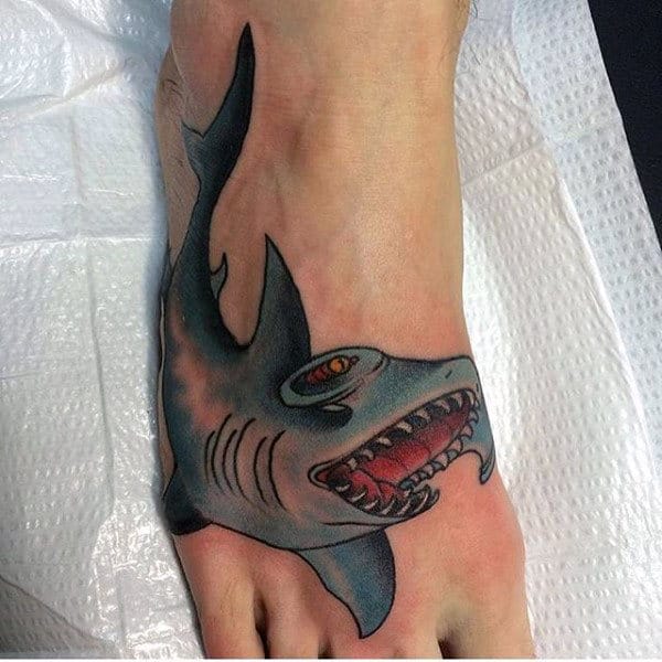 Cool Guys Blue Whale Tattoos On Foot