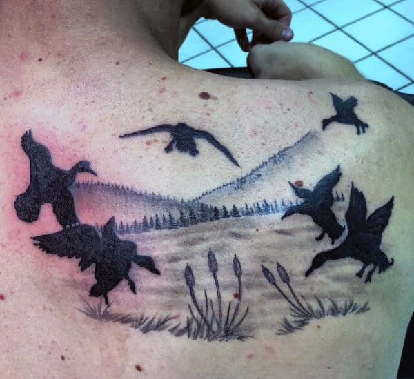 Cool Hunting Tattoos For Men Of Birds On Shoulder