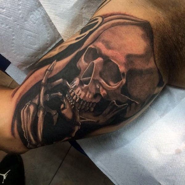 Cool Inner Arm Skull Tattoos For Men