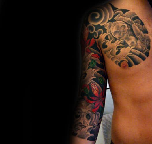 Cool Japanese Ocean Ways With Taino Symbols Male Tattoos
