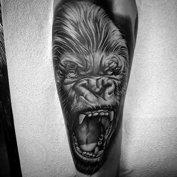 Cool King Kong Tattoo Design Ideas For Male On Leg