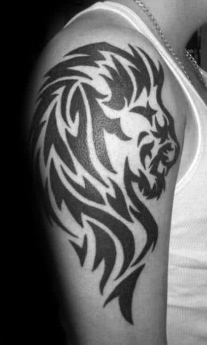 Cool Lion Arm Animal Tribal Tattoo Design Ideas For Male