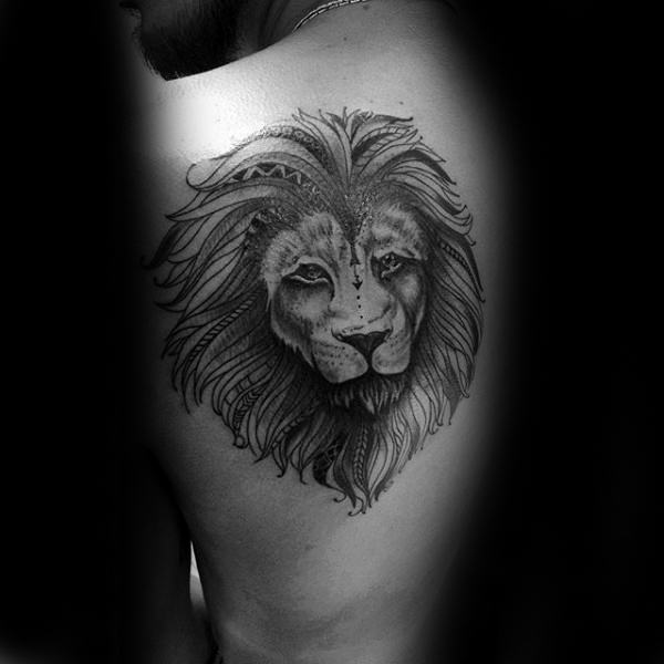 Cool Lion Guys Back Tattoo Design Ideas