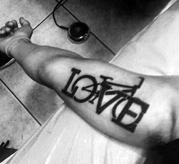 Cool Love Bmx Guys Inner Arm Tattoo