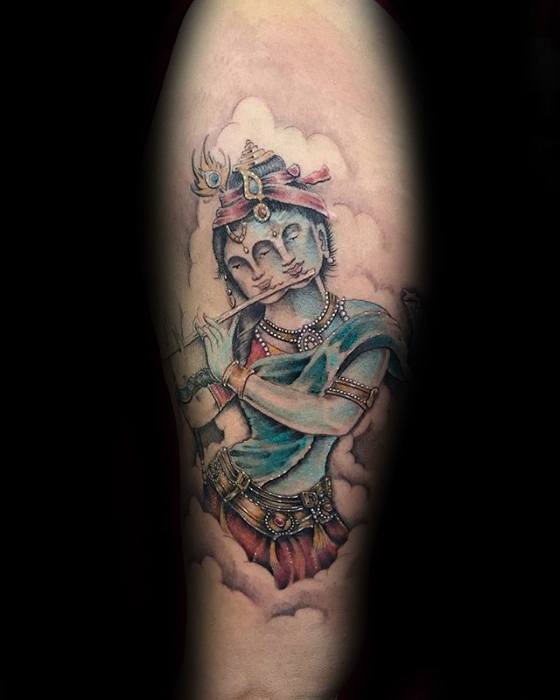 Cool Male Arm Krishna Tattoo Designs