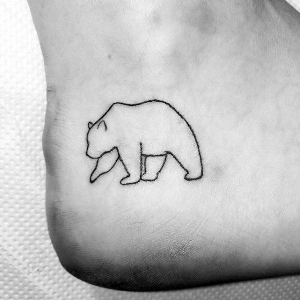 Cool Male Bear Ankle Outline Tattoo Designs