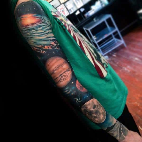 Cool Male Celestial Tattoo Designs Full Arm Sleeve