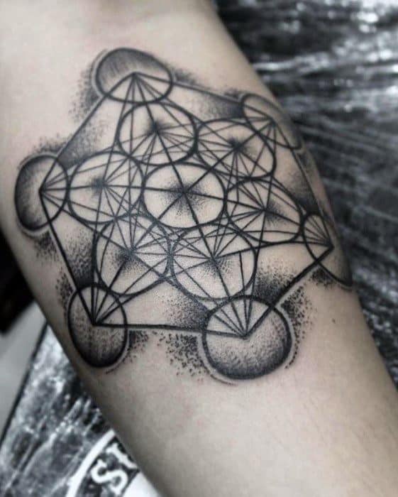Cool Male Circular Geometric Inner Forearm Tattoo Designs