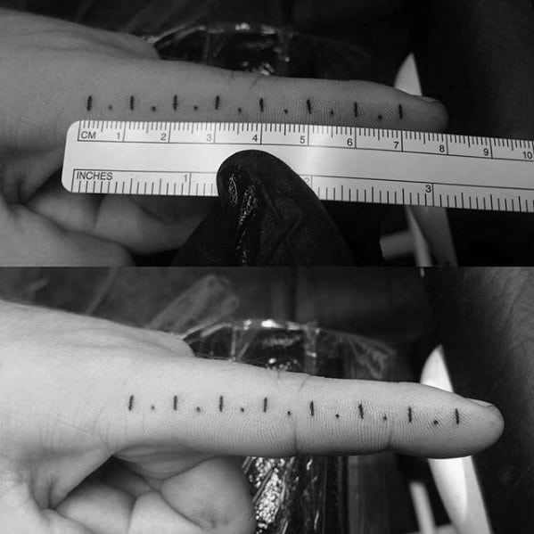 Cool Male Finger Ruler Tattoo Designs