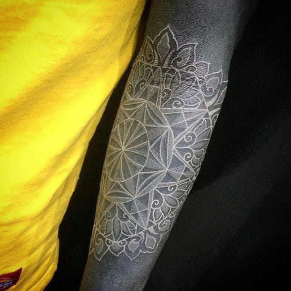 Cool Male Geomtric White Ink Tattoo Sleeves