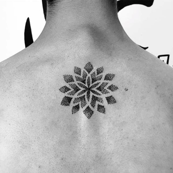 Cool Male Small Upper Back Mandala Tattoo Designs