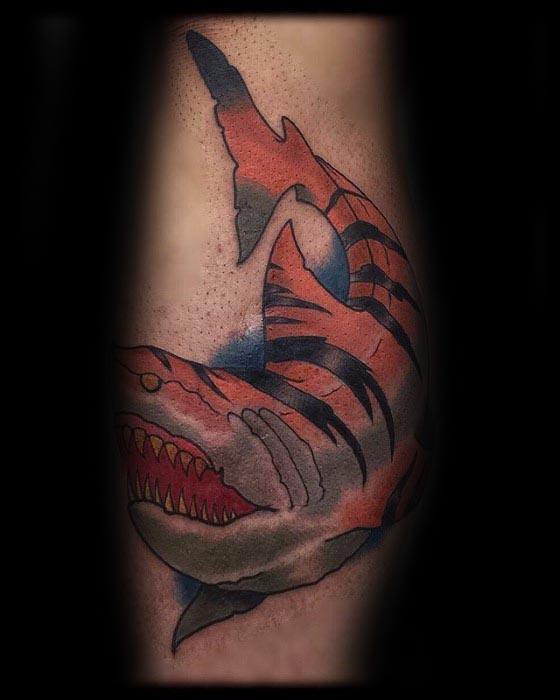 Cool Male Tiger Shark Tattoo Designs
