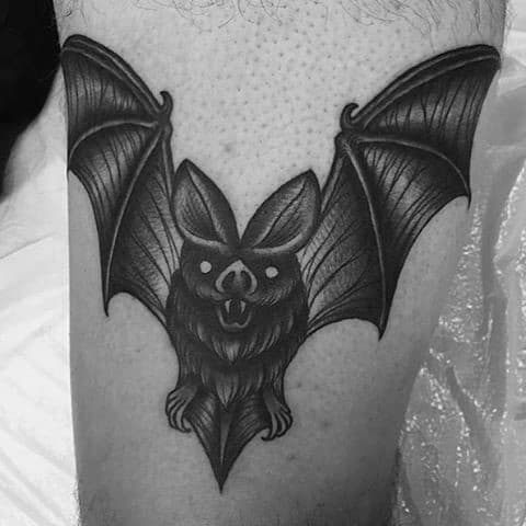 Cool Male Traditional Bat Tattoo Designs
