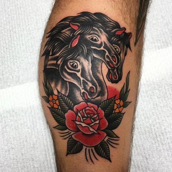 Cool Male Traditional Horse Tattoo Designs