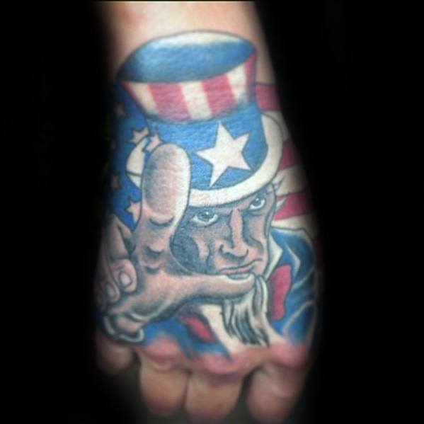 Cool Male Uncle Sam Tattoo Hand Designs