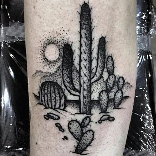 Cool Manly Cactus Plant Desert Tattoos For Guys