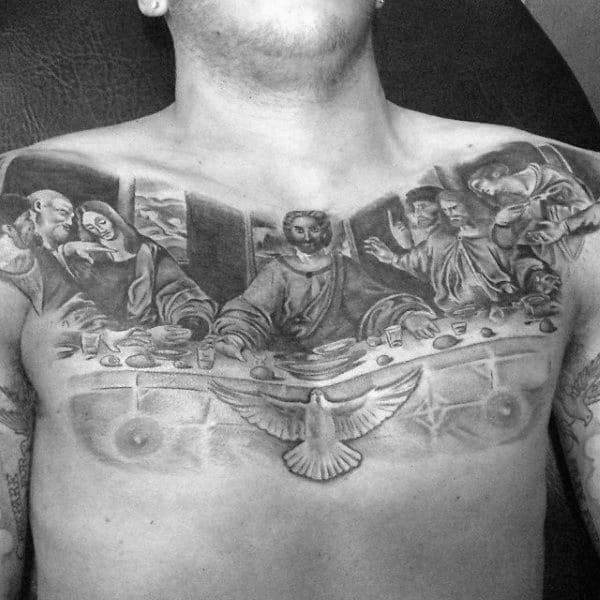 Cool Manly Last Supper Mens Chest Tattoo