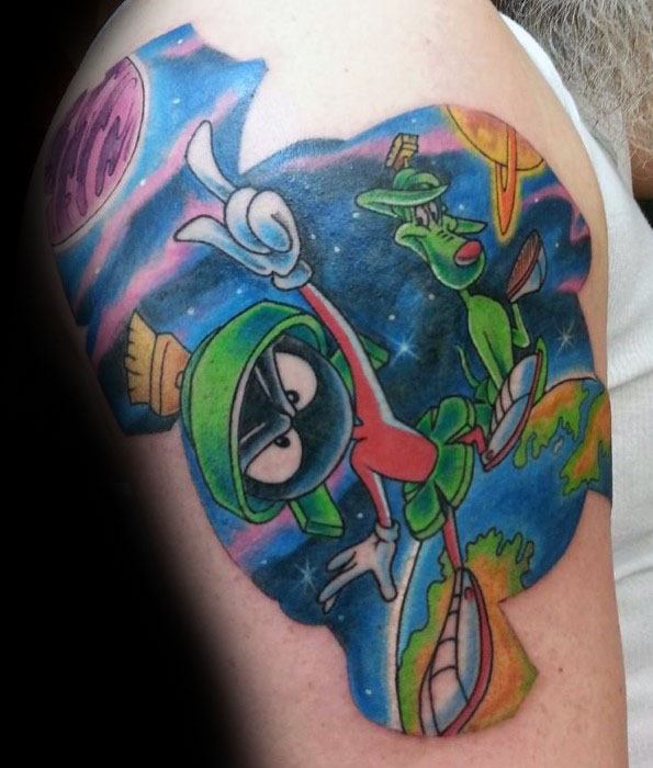 Cool Marvin The Martian Male Arm Tattoos.