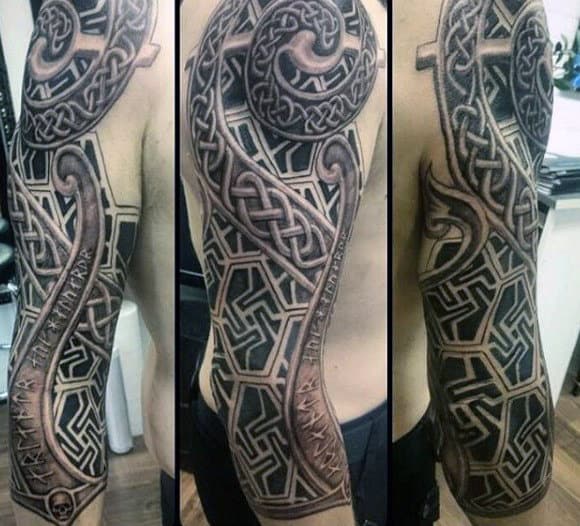 Cool Masculine Male Celtic Full Sleeve Tattoo Ideas