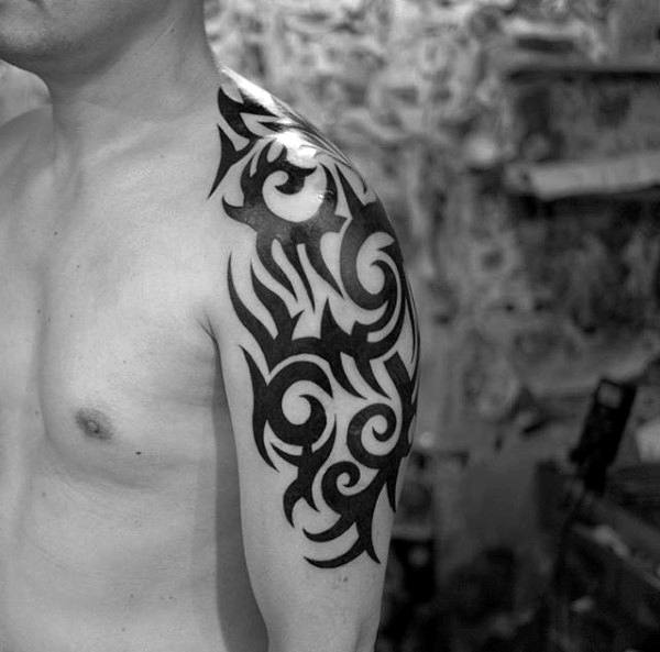 Cool Masculine Mens Tribal Shoulder And Arm Tattoos
