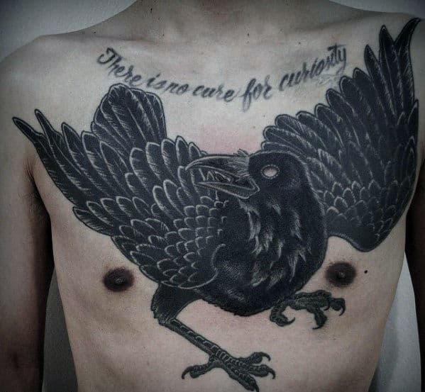cool-mens-black-crow-traditional-chest-tattoo