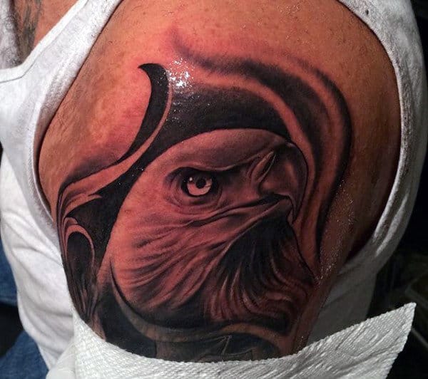 Cool Men's Eagle Upper Arm Tattoo