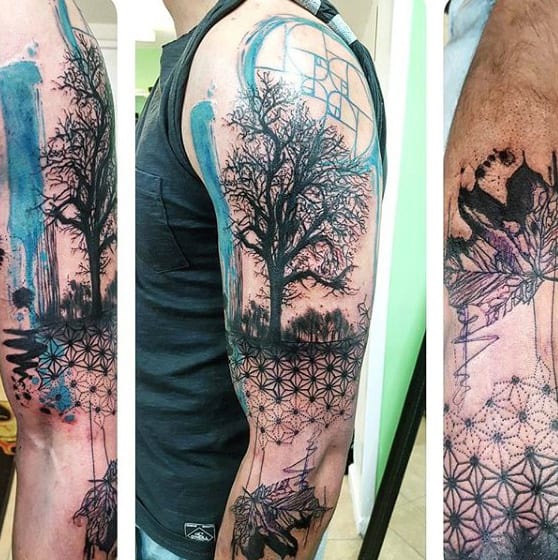 Cool Mens Fibonacci Spiral Artisti Full Arm Tattoos