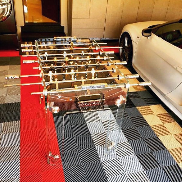 Cool Mens Garage Game Room Ideas With Plexiglass Foosball Table