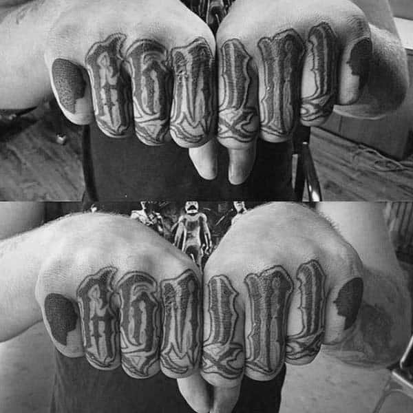 Cool Mens Knuckle Gemini Tattoo