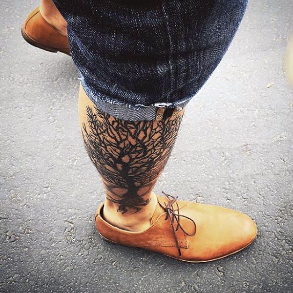 Cool Mens Leg Tree Of Life Tattoos