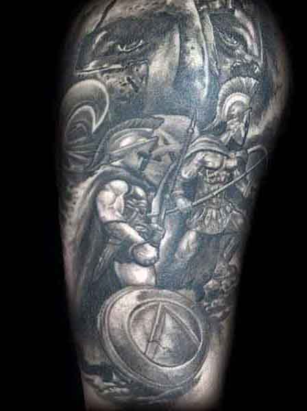 Cool Men's Spartan Tattoo Designs