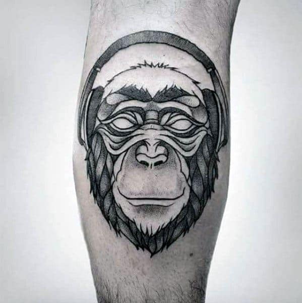 Cool Money With Headphones Tattoo Design Ideas For Males On Leg Calf