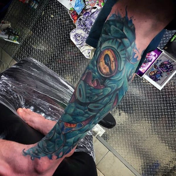 Cool Octopus Leg Sleeve Graffiti Tattoos For Guys