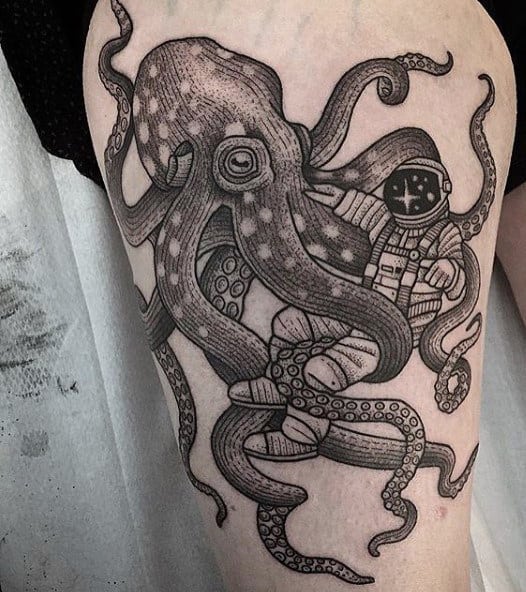 Cool Octopus Tattoos For Guys On Thigh