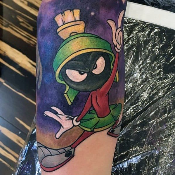 Cool Outer Space Sky Marvin The Martian Mens Arm Sleeve Tattoo.