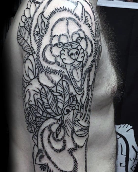 Cool Outline Half Sleeve Tattoo Design Ideas For Male