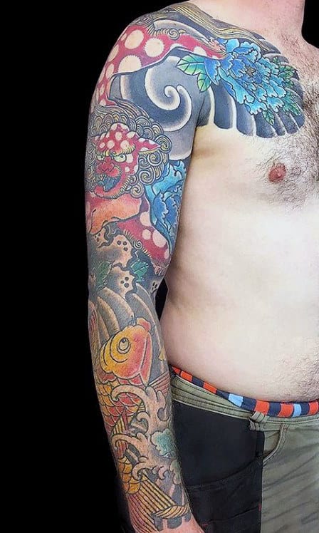 Peony half sleeve tattoo design created by tattoo artist – TattooDesignStock