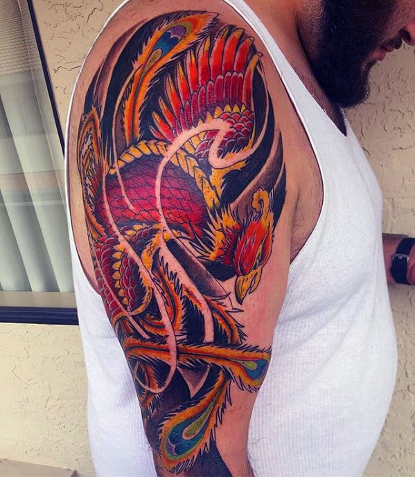 Cool Phoenix Mens Japanese Arm Tattoo