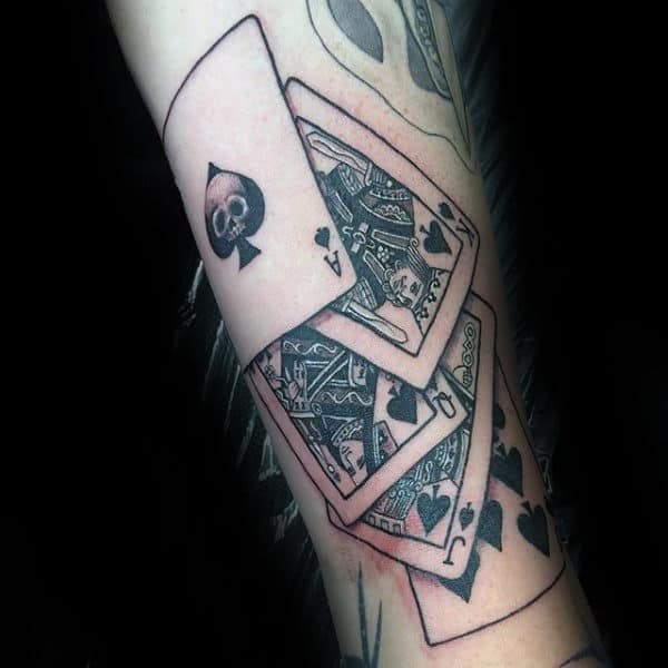 Cool Playing Card Forearm Tattoo On Male