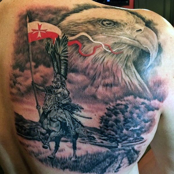 Cool Polish Polish Eagle Guys Shaded Full Back Tattoos