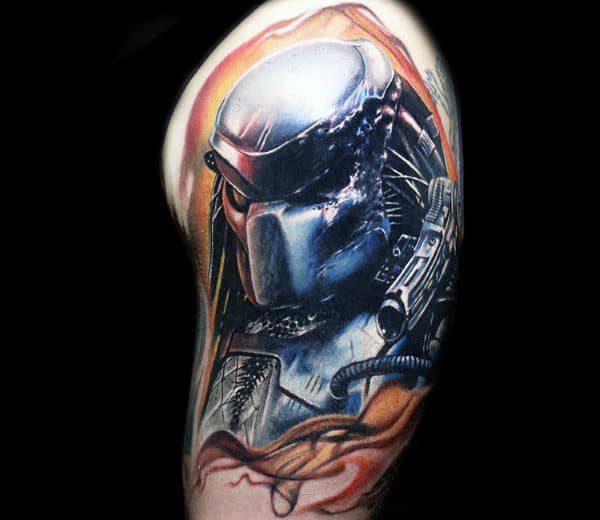 Cool Predator Male Tattoo Arm Design Ideas