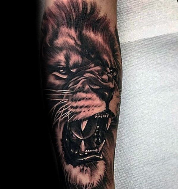 Cool Roaring Lion Tattoo Ideas For Guys On Forearms