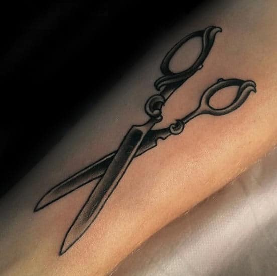Cool Scissors Mens Outer Forearm Tattoos