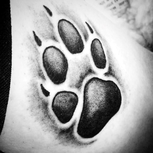 Cool Shaded Dog Paw Print Male Tattoos