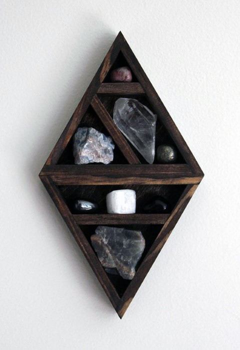 Cool Shelf With Crystals Bachelor Pad Wall Art