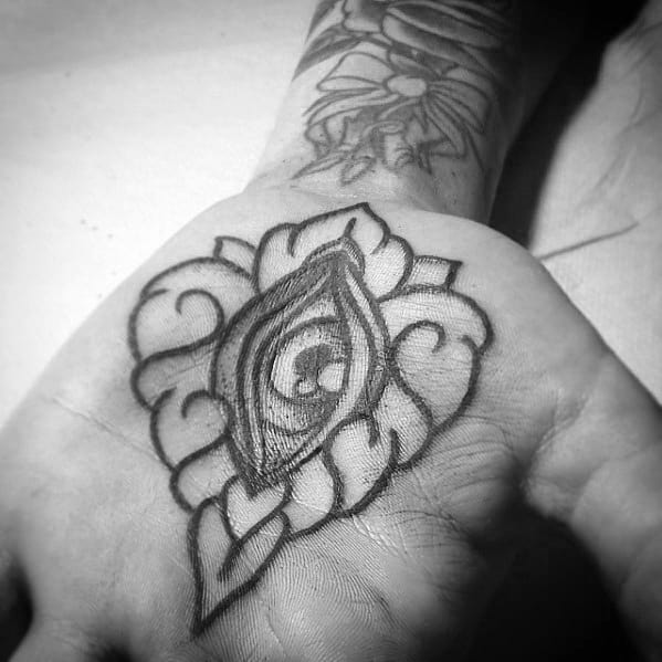 Cool Simple Hand Palm Eye Tattoo Design Ideas For Male