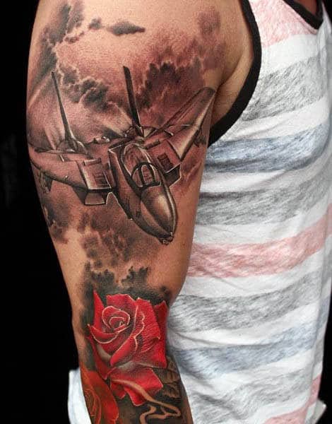 Cool Sleeve Airplane Tattoos For Men