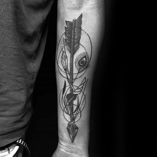 Cool Small Arrow Tattoo Design Ideas For Males On Inner Forearm
