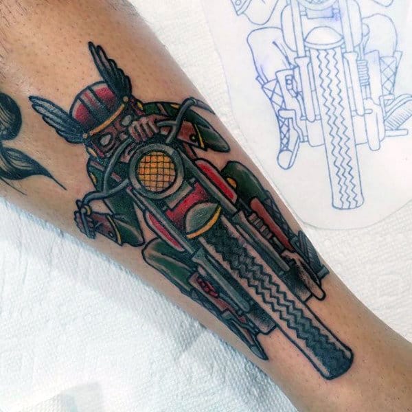 Cool Small Vintage Bike Tattoo For Men