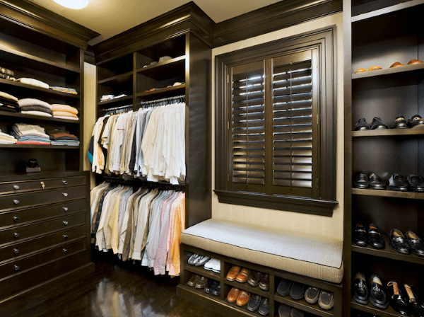 Cool Traditional Dark Wood Cabinet Closet Design For Guys